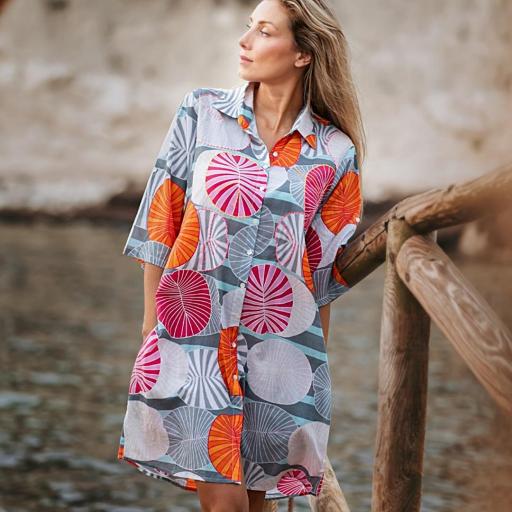 VESTIDO CAMISERO ALGODÓN ESTAMPADO