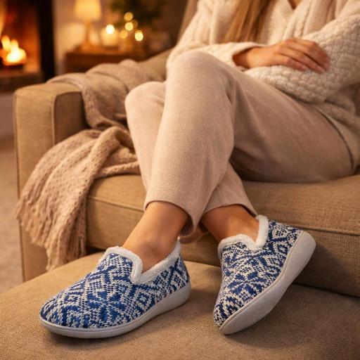 ZAPATILLAS MUJER AZULES DE PUNTO