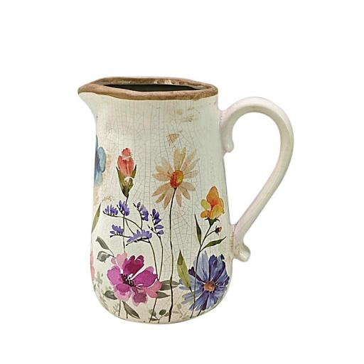 JARRA CERÁMICA ARTESANA DECORADA FLORES GRANDE [0]