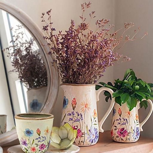 JARRA CERÁMICA ARTESANA DECORADA FLORES GRANDE [1]