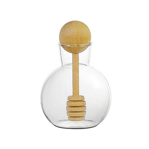 TARRO DE CRISTAL PARA MIEL CON DOSIFICADOR DE MADERA [1]