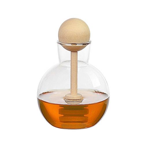 TARRO DE CRISTAL PARA MIEL CON DOSIFICADOR DE MADERA [2]