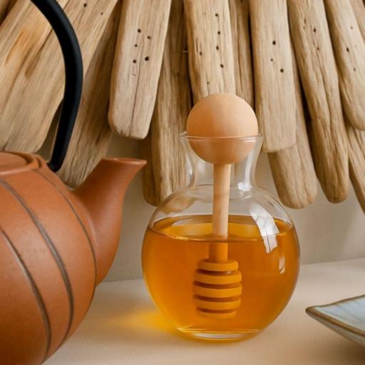 TARRO DE CRISTAL PARA MIEL CON DOSIFICADOR DE MADERA [0]