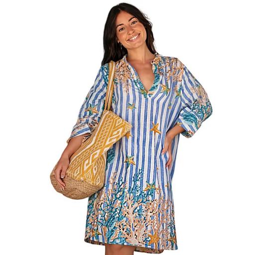 VESTIDO KURTA MARINERO ALGODÓN