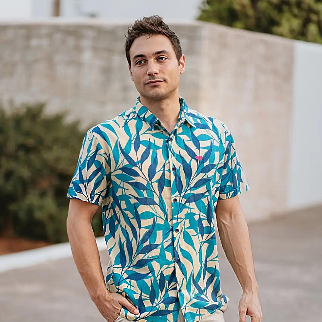 CAMISA HOMBRE ESTAMPADO HOJAS