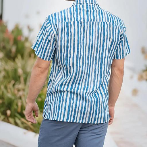 CAMISA HOMBRE ALGODÓN RAYAS AZULES [1]