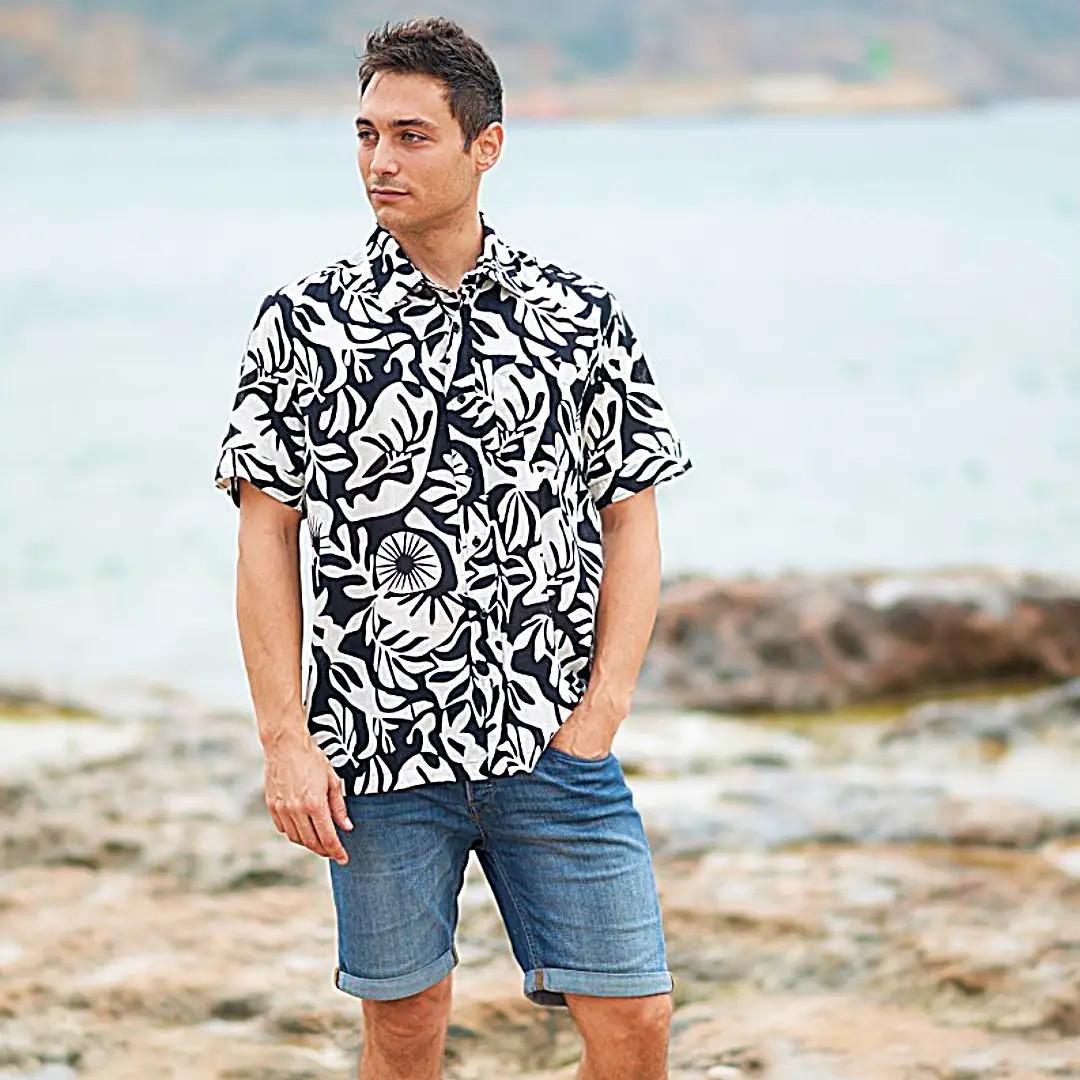 CAMISA HOMBRE ESTAMPADO TROPICAL