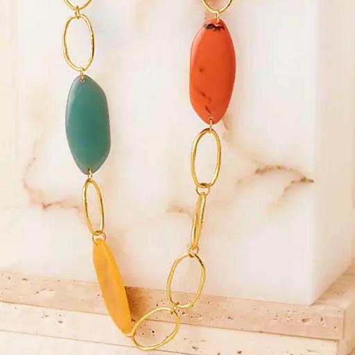 COLLAR LARGO ESLABONES Y PIEZAS COLOR LATIDO [3]