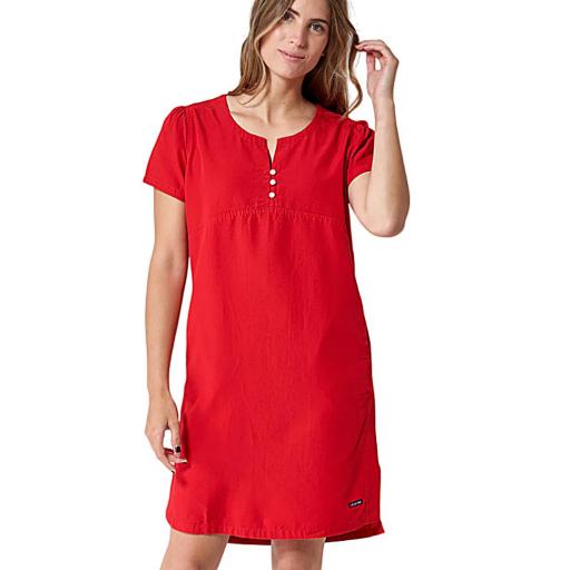 VESTIDO DE LINO CON 3 BOTONES BATELA A1983