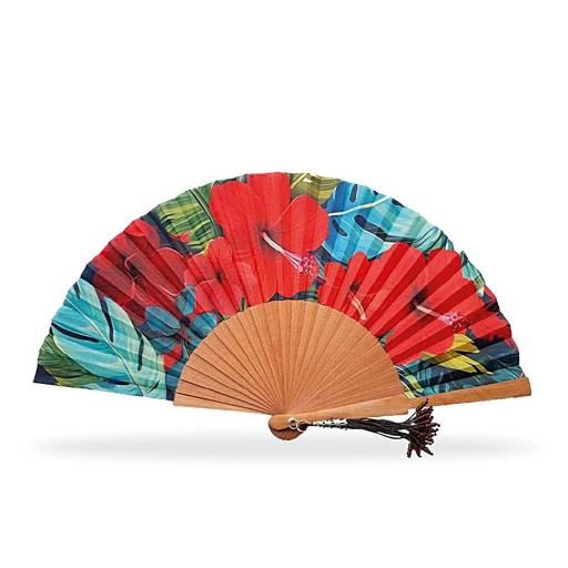 ABANICO FLORAL TROPICAL 23CM [3]