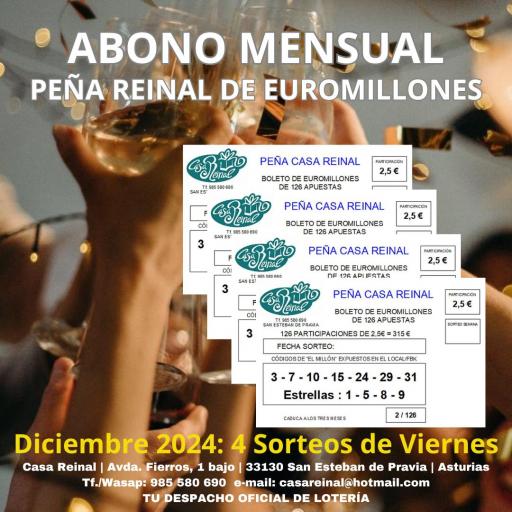 ABONO "PEÑA EUROMILLON" DICIEMBRE´24