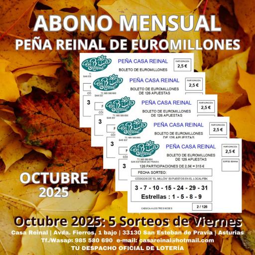 ABONO "PEÑA EUROMILLON" OCTUBRE´25