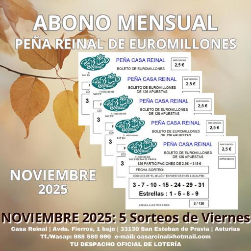 ABONO "PEÑA EUROMILLON" NOVIEMBRE´25