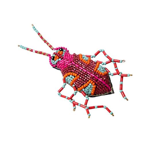 BROCHE INSECTO BORDADO A MANO CON CUENTAS DE COLORES [3]