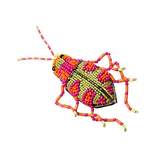 BROCHE INSECTO BORDADO A MANO CON CUENTAS DE COLORES