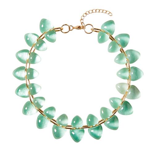 COLLAR SEMIRRÍGIDO CON PIEDRAS TRANSLUCIDAS Y ESLABONES DORADOS [3]