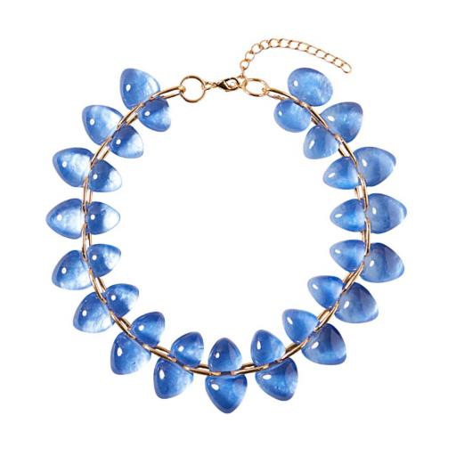 COLLAR SEMIRRÍGIDO CON PIEDRAS TRANSLUCIDAS Y ESLABONES DORADOS [1]