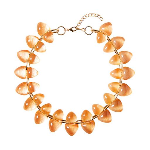 COLLAR SEMIRRÍGIDO CON PIEDRAS TRANSLUCIDAS Y ESLABONES DORADOS [2]