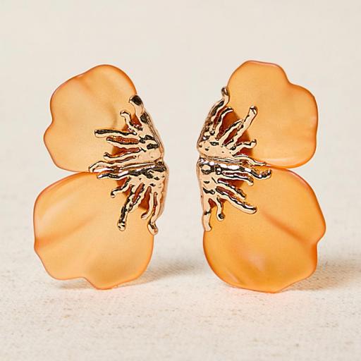 PENDIENTES FLOR LATIDO CON ACABADO DORADO 3 COLORES [2]