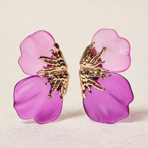 PENDIENTES FLOR LATIDO CON ACABADO DORADO 3 COLORES [3]