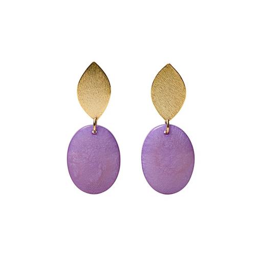 PENDIENTES HOJA BAÑO ORO COLORES [4]