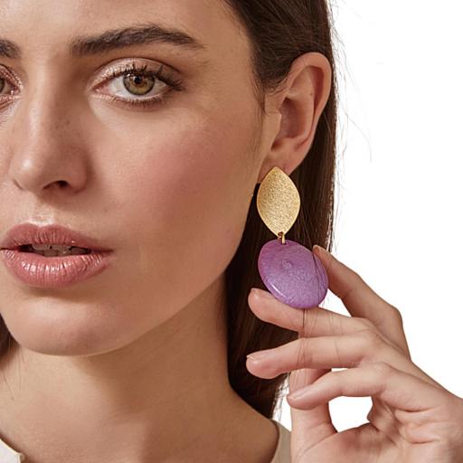 PENDIENTES HOJA BAÑO ORO COLORES