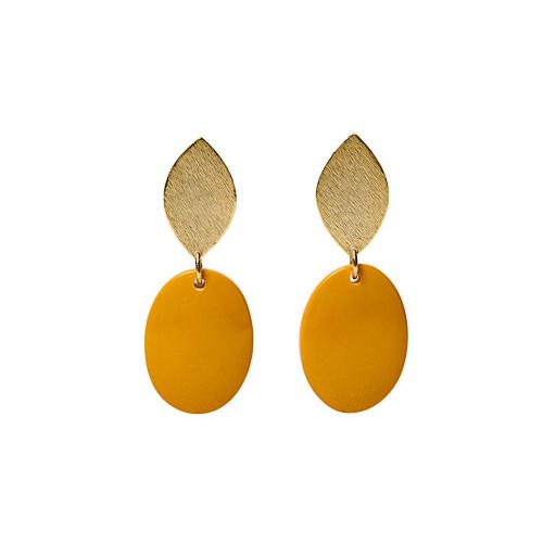 PENDIENTES HOJA BAÑO ORO COLORES [3]