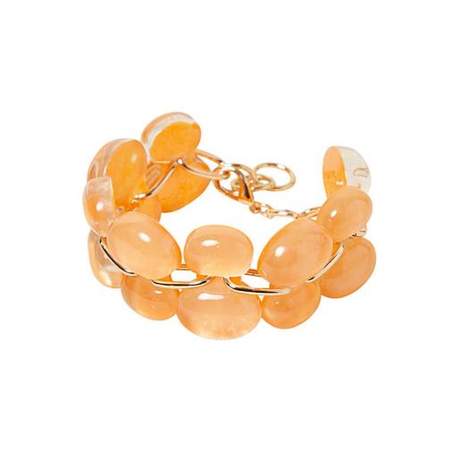 PULSERA TRANSLÚCIDA CON ESLABONES DORADOS  [1]