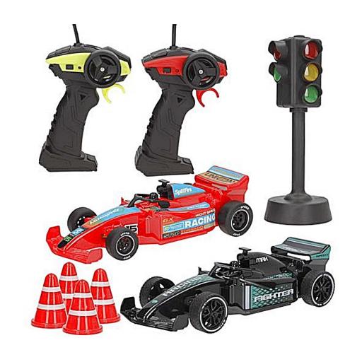 SET 2 COCHES F1 TELEDIRIGIDOS CON SEMÁFORO Y CONOS /