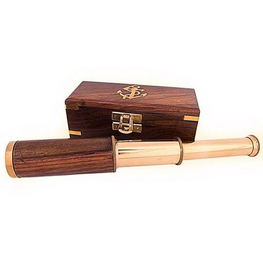 TELESCOPIO DECORATIVO LATÓN Y MADERA BATELA 26 CM [1]