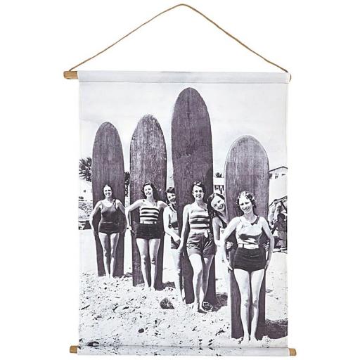 LÁMINA SURFERAS PARED VINTAGE BATELA 70×50 CM