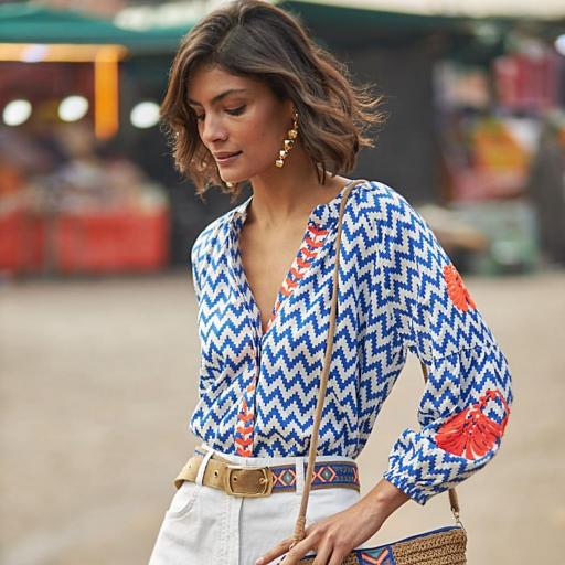 CAMISA BORDADA ZIGZAG DE LATIDO
