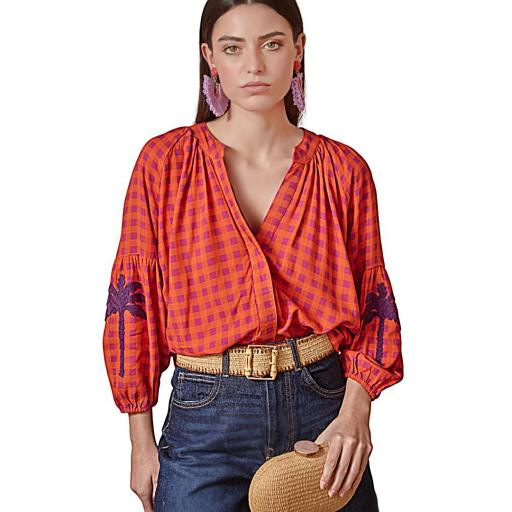CAMISA VICHY BORDADA DE ALGODÓN [5]