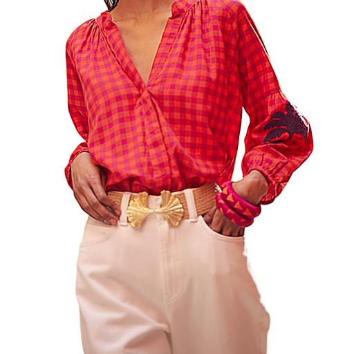 CAMISA VICHY BORDADA DE ALGODÓN [2]