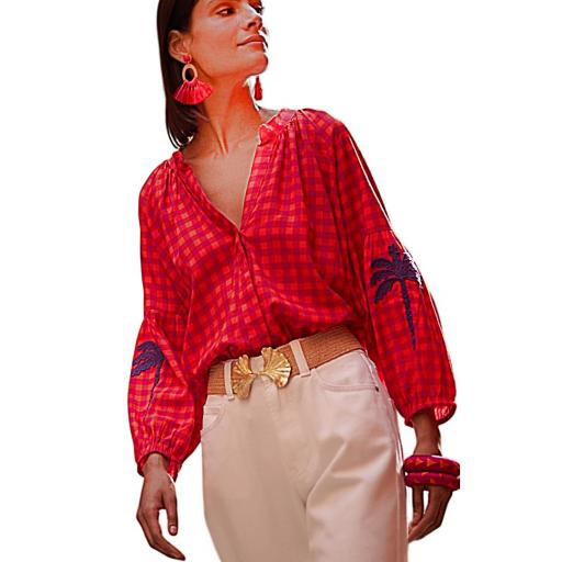 CAMISA VICHY BORDADA DE ALGODÓN [4]
