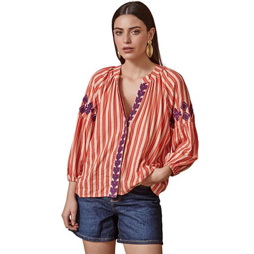 CAMISA BORDADA BOHO DE RAYAS LATIDO [2]