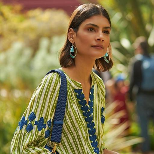 CAMISA BORDADA BOHO DE RAYAS LATIDO