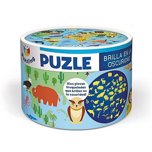 PUZZLE 100 PIEZAS MUNDO ANIMAL QUE BRILLA EN LA OSCURIDAD /