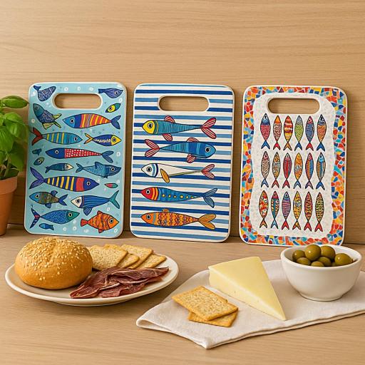 TABLA DE COCINA CON SARDINAS