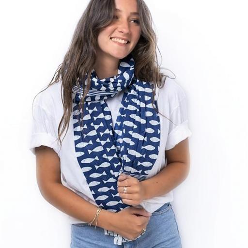 FOULARD PECES BLANCOS BATELA 80x180CM [2]