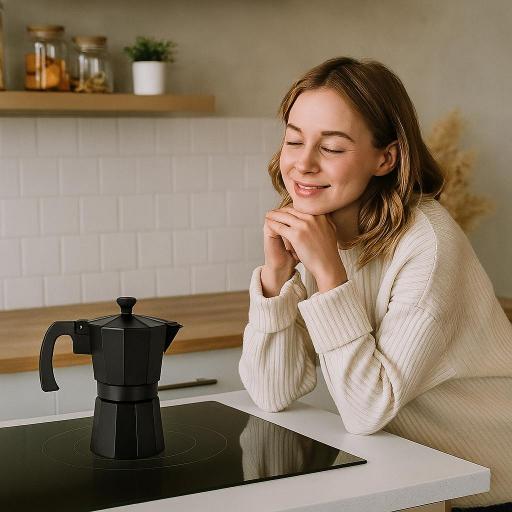 CAFETERA ITALIANA DE ALUMINIO NEGRA