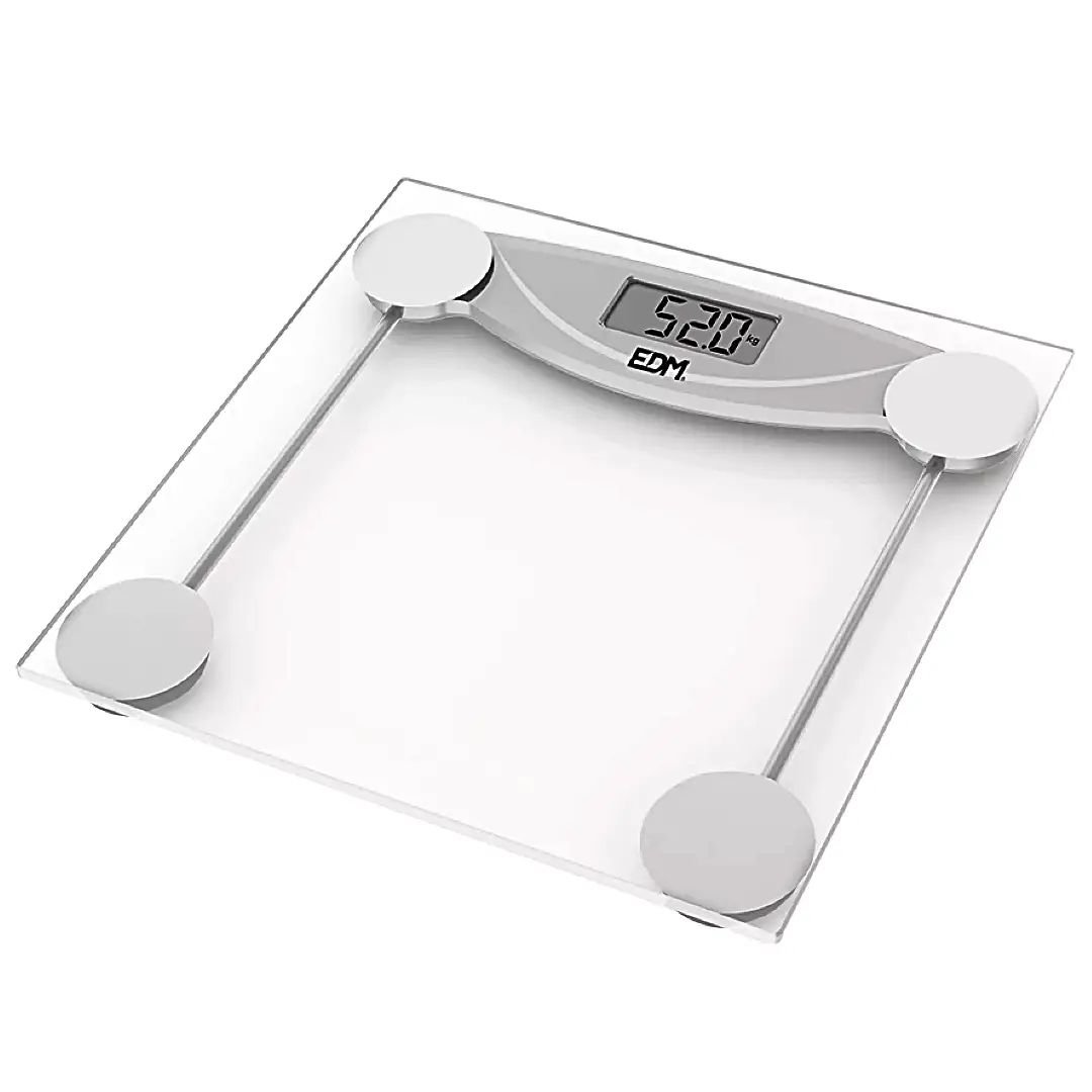 Báscula de baño digital transparente de cristal EDM 180 kg