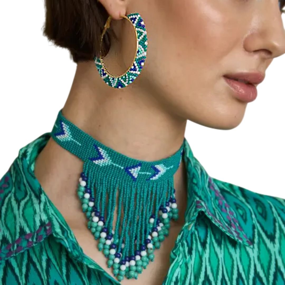 pendientes aro étnico Latido mujer con cuentas de colores grandes Casa Reinal