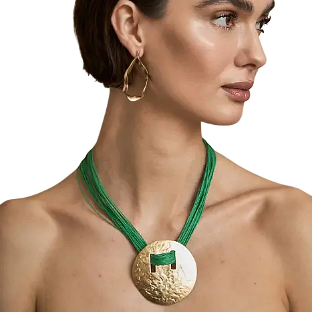 collar Latido cordon multiple medallon dorado mujer colores Casa Reinal