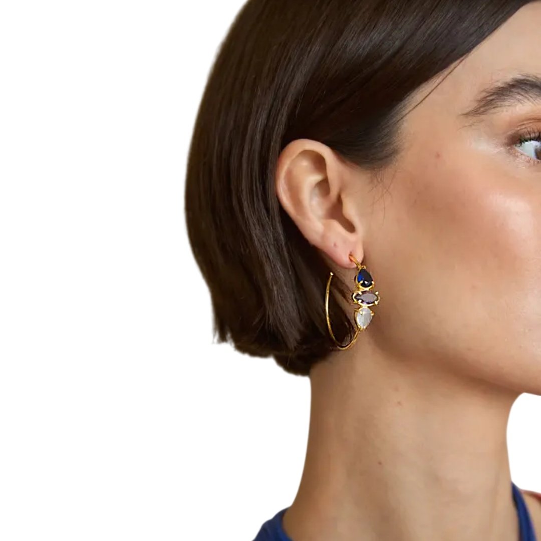 pendientes aro piedras semipreciosas latido dorado mujer Casa Reinal