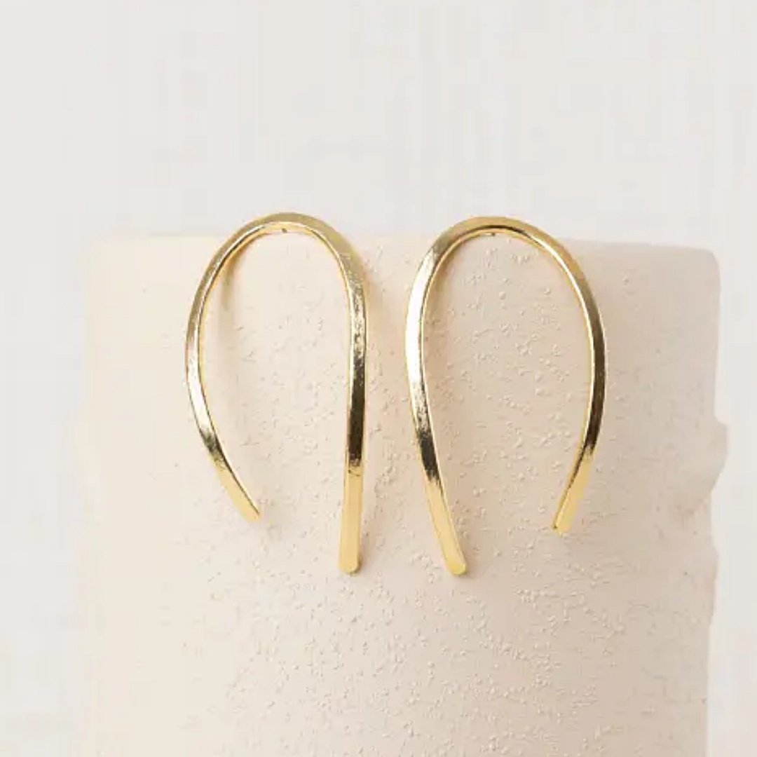 pendientes ovalo dorado latido largos mujer diseño minimalista elegante Casa Reinal