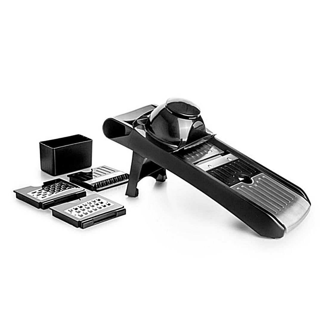 Mandolina regulable Ibili de acero inoxidable con cuatro cuchillas intercambiables y selector de grosor ajustable