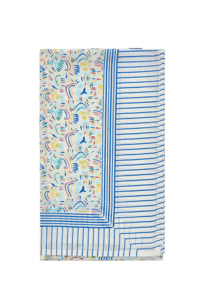 foulard Batela cola de ballena algodón 80x180 estilo marinero azul