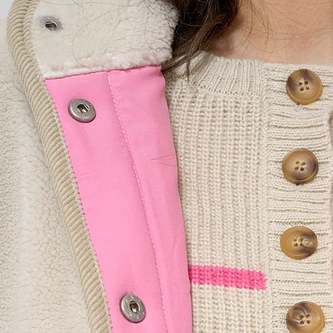 Chaqueta polar sherpa mujer Batela A2476 con detalles de pana y ancla bordada