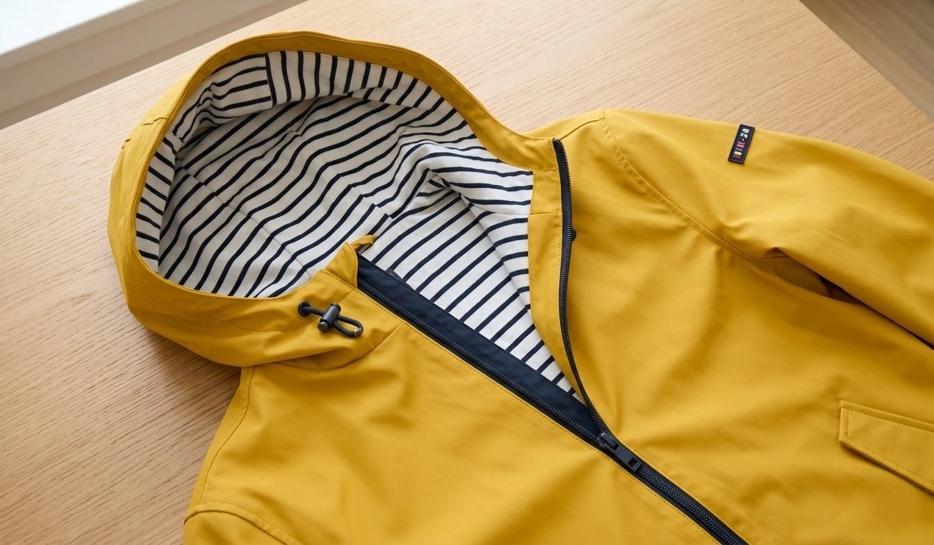 Interior de chubasquero Batela del revés antes del lavado en frío y programa delicado